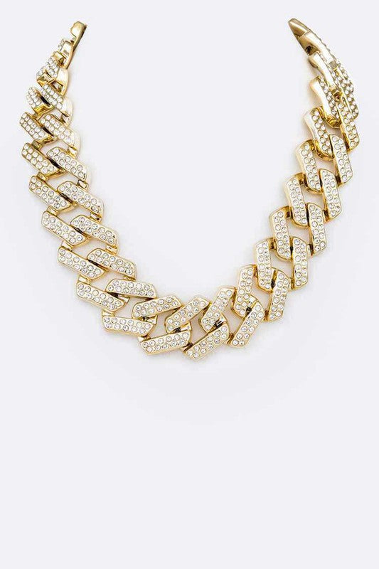 Crystal Pave Chunky Chain Iconic Necklace