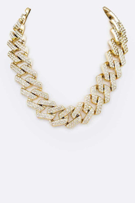 Crystal Pave Chunky Chain Iconic Necklace