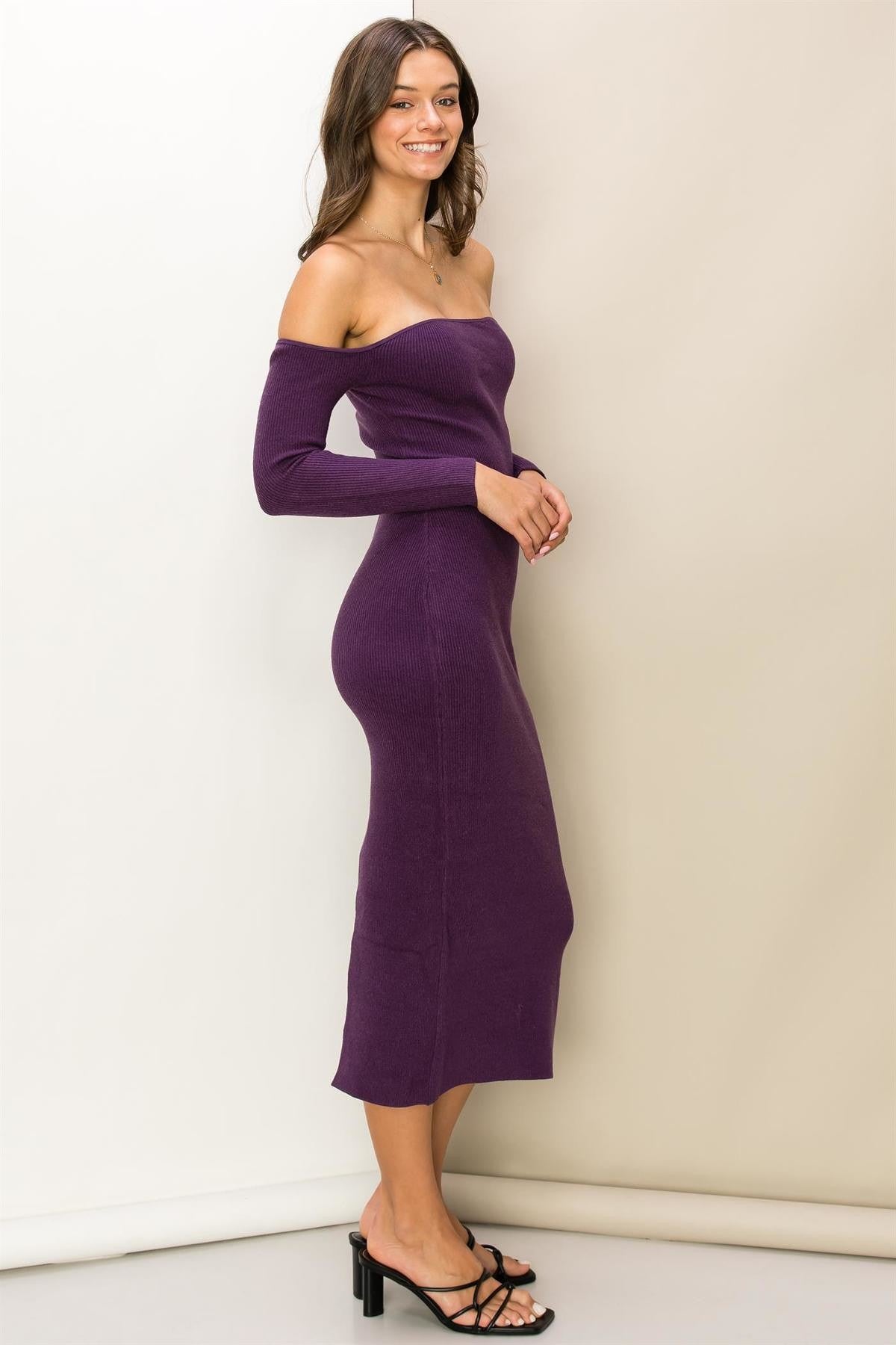 FOREVER ME OFF-THE-SHOULDER BODYCON MIDI DRESS