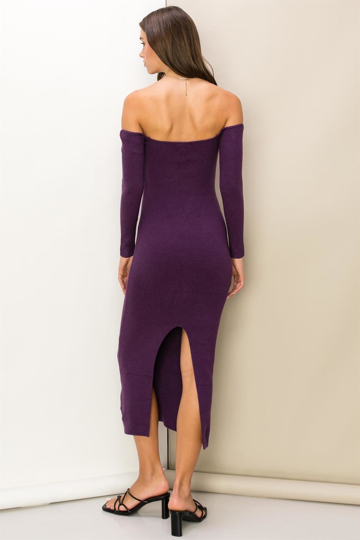 FOREVER ME OFF-THE-SHOULDER BODYCON MIDI DRESS