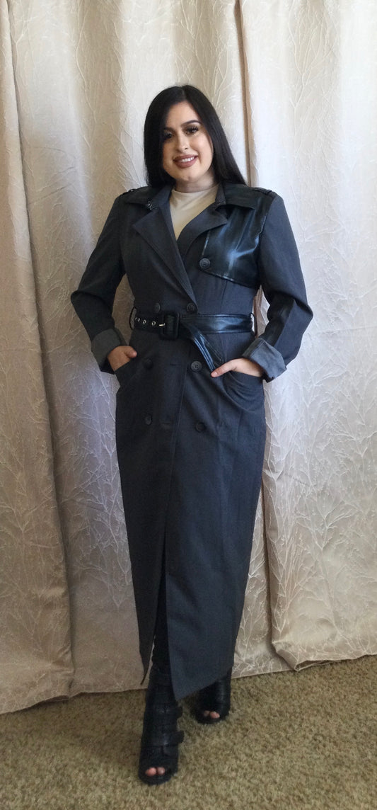 BELTED TRENCH MAXI COAT DRESS