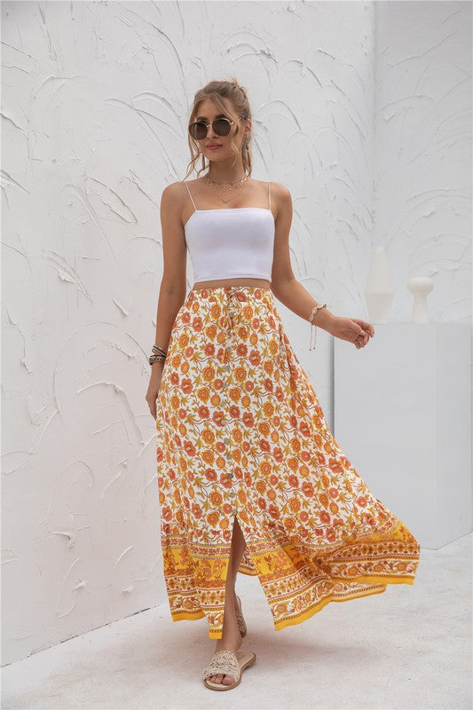 Womens Print Maxi Skirt