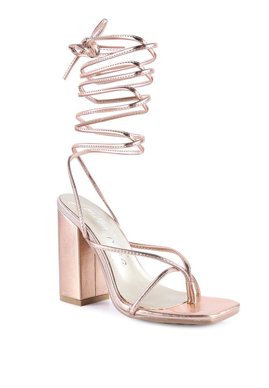 SHEWOLF LACE UP HIGH HEEL SANDALS