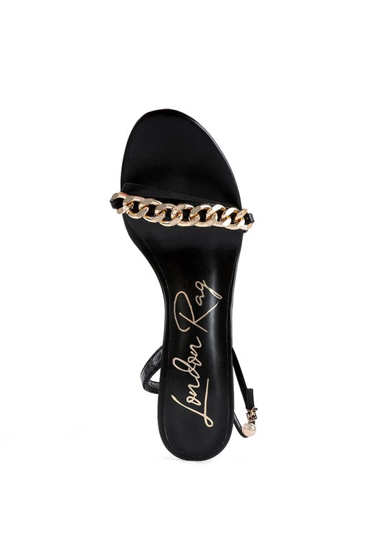 Mooning High Heeled Metal Chain Strap Sandals