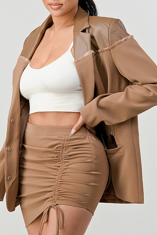 TAUPE TRENDY SKIRT SET