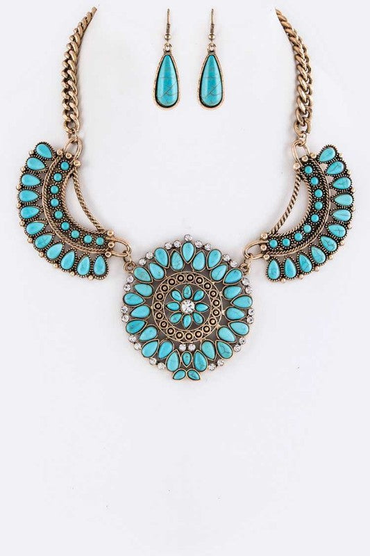 Turquoise Statement Necklace Set