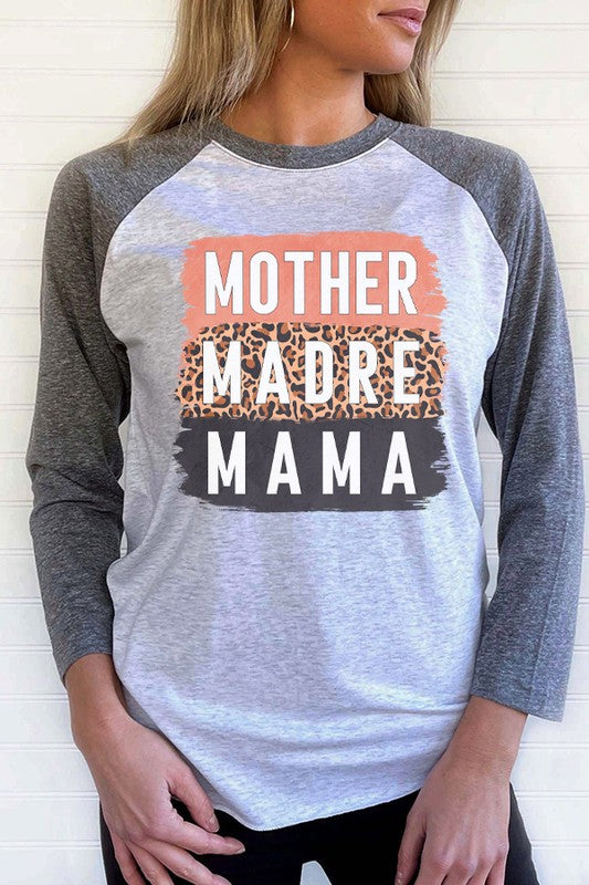 Mother's Day Mother Madre Mama Block Raglan