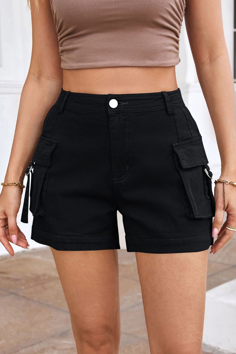 High Waist Shorts with Pockets