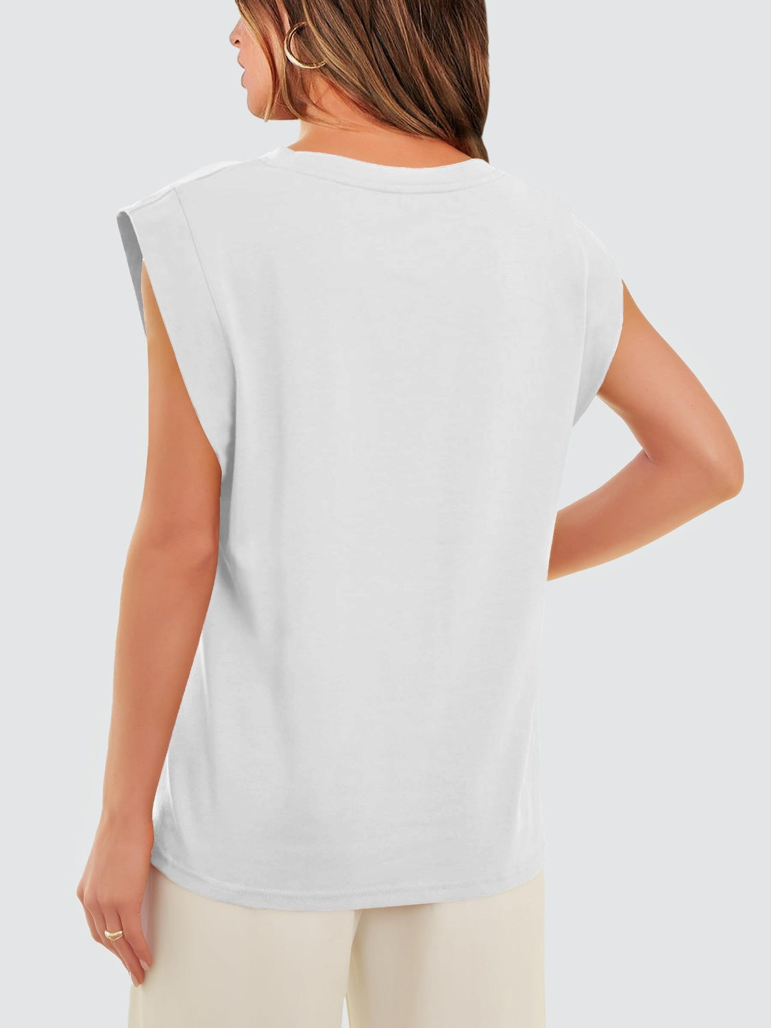 Round Neck Cap Sleeve Tank