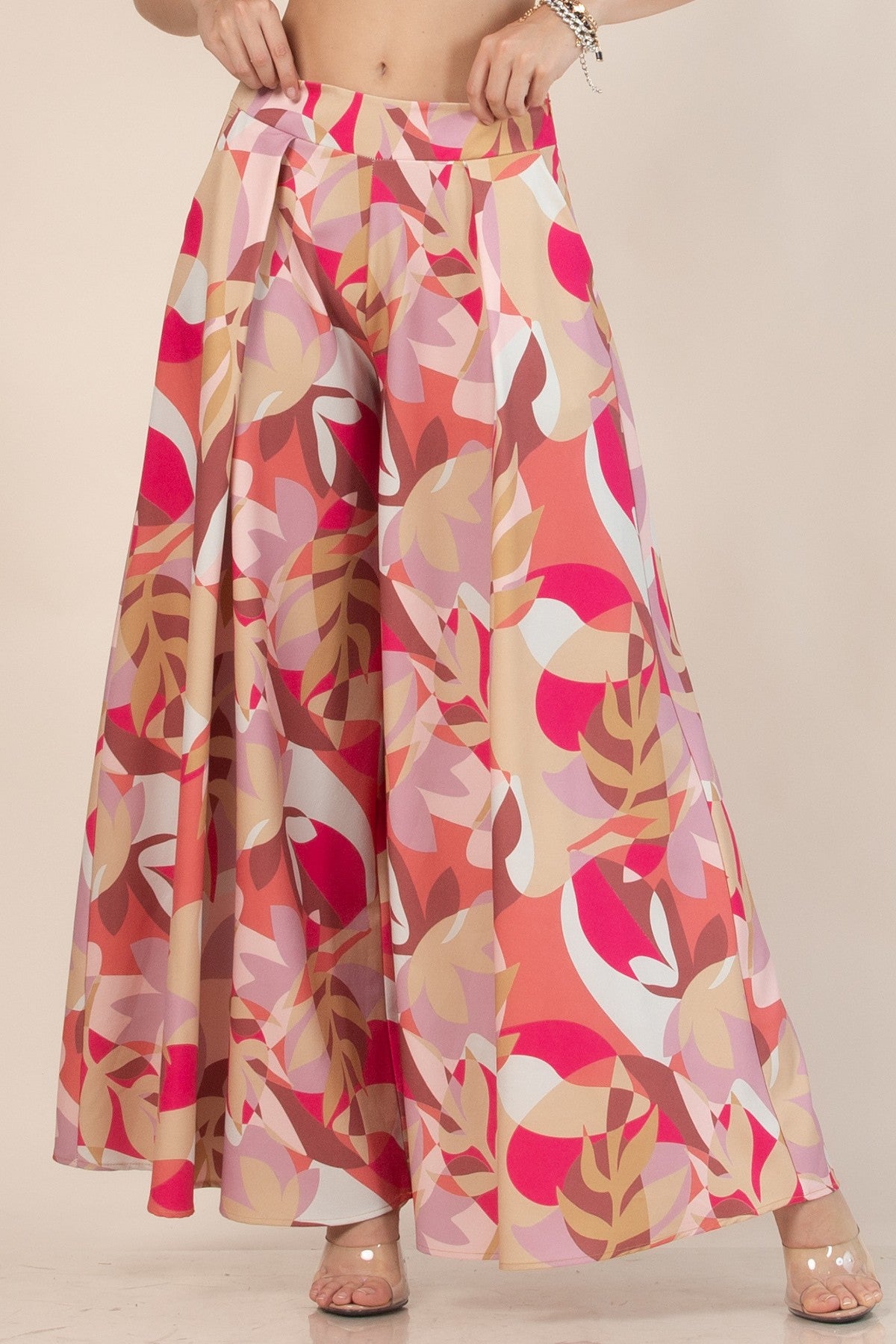 Abstract Fall Graphic Wide Leg Palazzo Pants