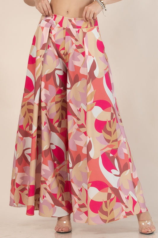 Abstract Fall Graphic Wide Leg Palazzo Pants