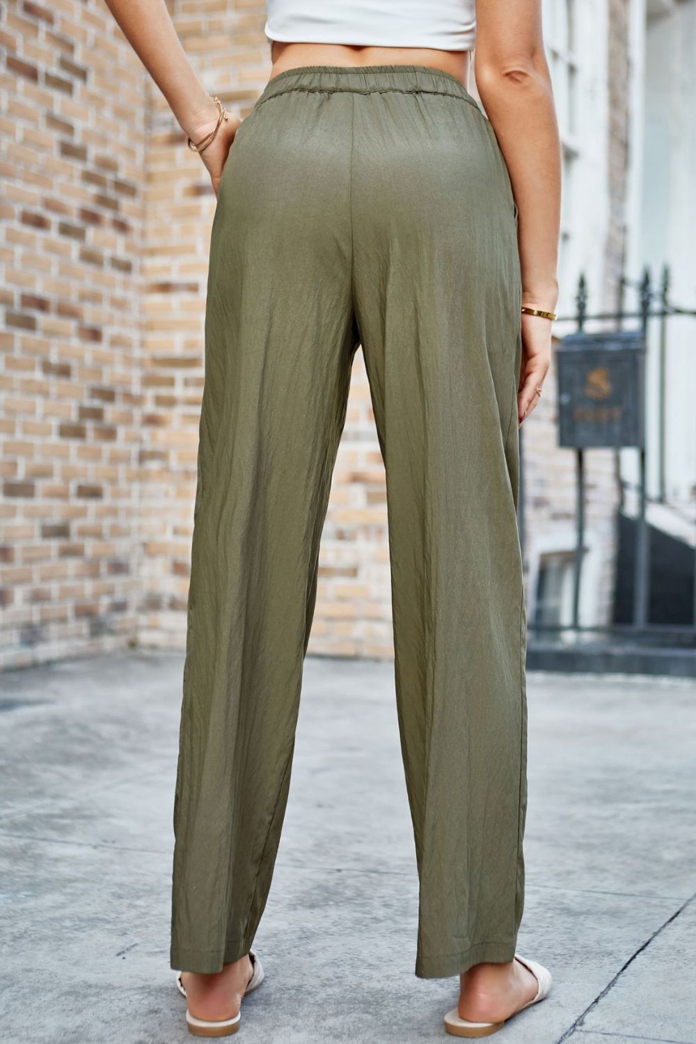 Elastic Waist Wide Leg Pants