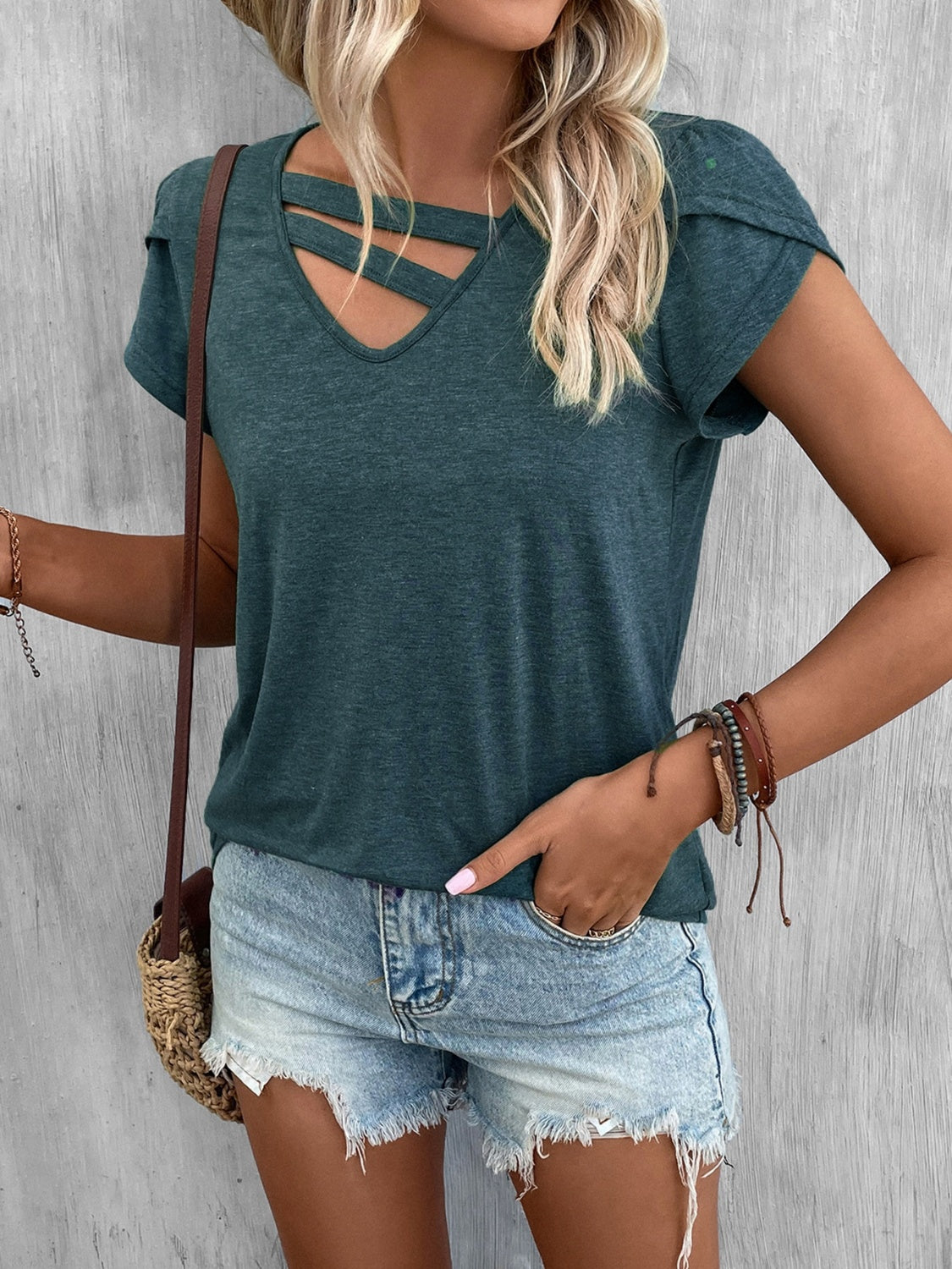 Cutout Petal Sleeve T-Shirt