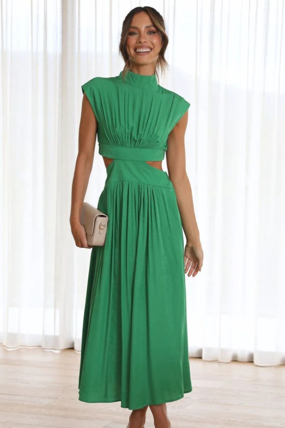 Cutout Mock Neck Sleeveless Dress