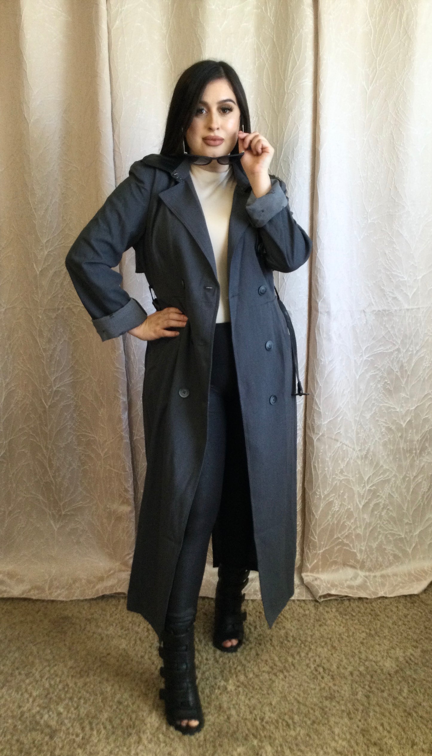 BELTED TRENCH MAXI COAT DRESS