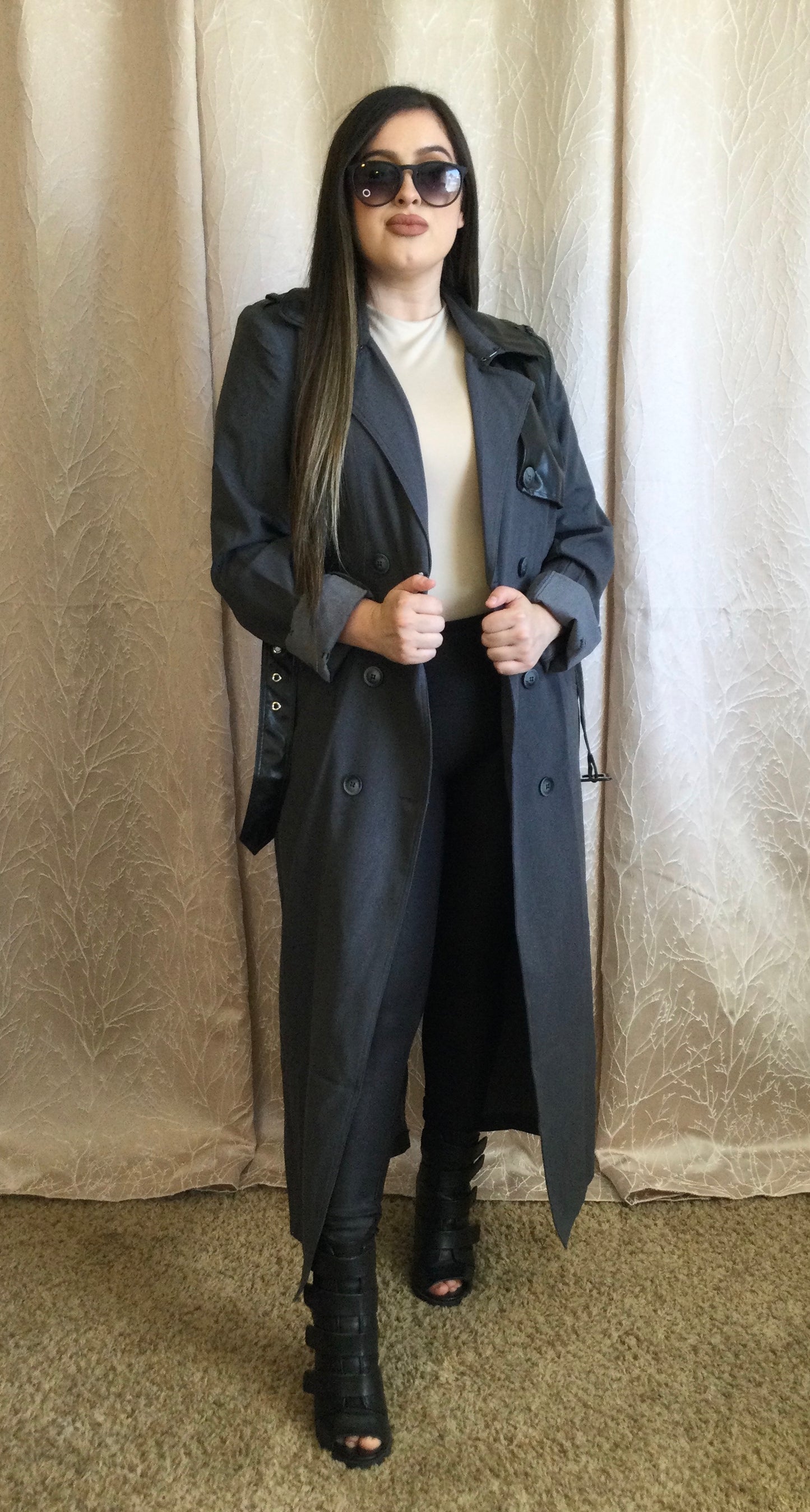 BELTED TRENCH MAXI COAT DRESS